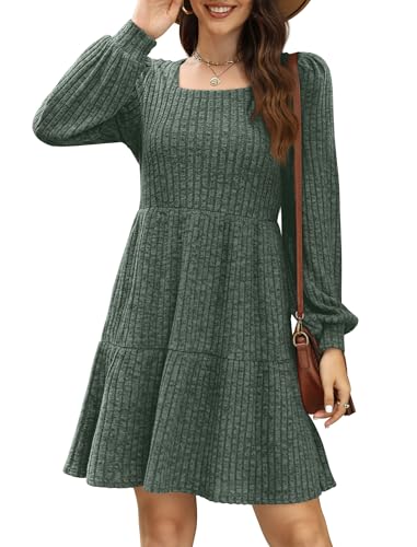 Sampeel Fall Dresses for Women Long Sleeve Christmas Tunic Italian Anthropologie Sweater Dress for Leggings Fashion Clothing Outfits 2025 Trendy Green L - Image 3