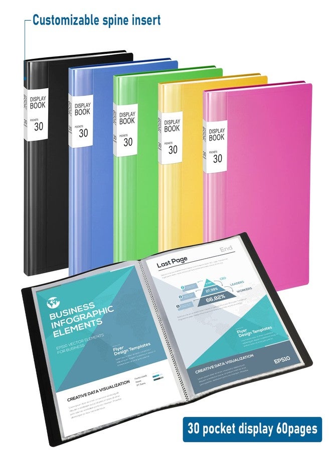 Fumete 10 Pack Presentation Binder with Plastic Sleeves, Large Capacity 8.5"x11" Portfolio Protectors, 30 Pocket Document Organizer for Recipes, Artwork, School & Office, Durable Clear Sleeves - Image 2
