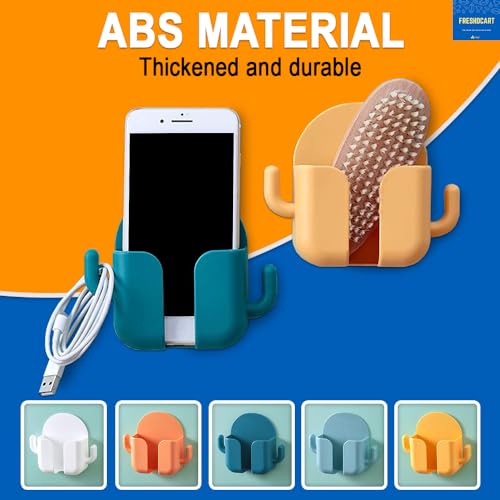 FreshDcart Mobile Holder for Home – Self-Adhesive Phone Charging Holder with Dual Hooks, Ideal for Bathroom, Kitchen, Bedroom, Office – Reusable ABS Build, Pack of 4 (Random Color) - Image 3
