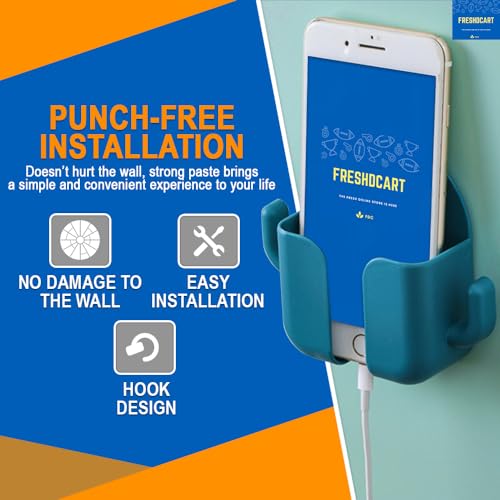 FreshDcart Mobile Holder for Home – Self-Adhesive Phone Charging Holder with Dual Hooks, Ideal for Bathroom, Kitchen, Bedroom, Office – Reusable ABS Build, Pack of 4 (Random Color) - Image 5