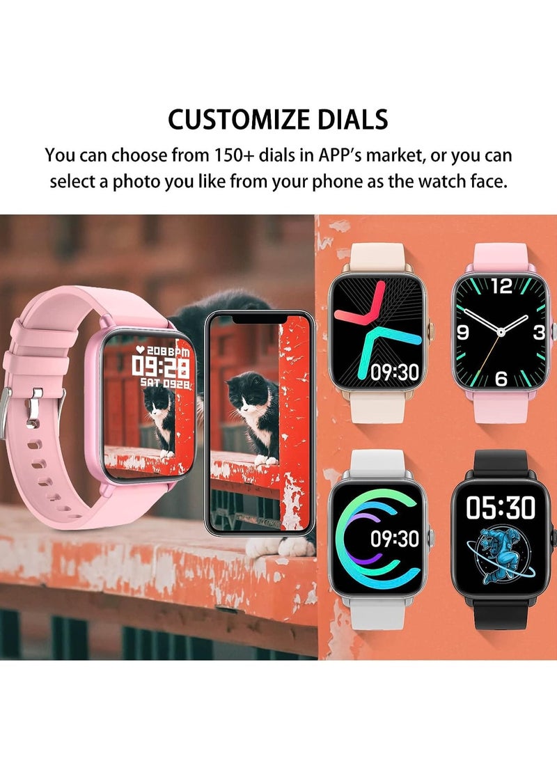 Generic 1.7-inch Smart Watch, Dial/Receive Calls, Compatible with Android/iOS Phone, Fitness Tracker with Heart Rate Monitor, Blood Oxygen, Sleep, Multi-sport Modes, IP68 Waterproof Smartwatch (Pink)  - Image 5
