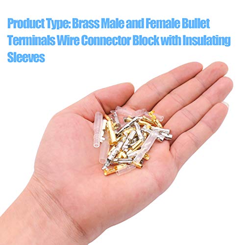 DYWISHKEY 320Pieces 3.9mm Brass Male and Female Bullet Terminals Wire Connector Block with Insulating Sleeves for Car Truck Motorcycle Bike - Image 5