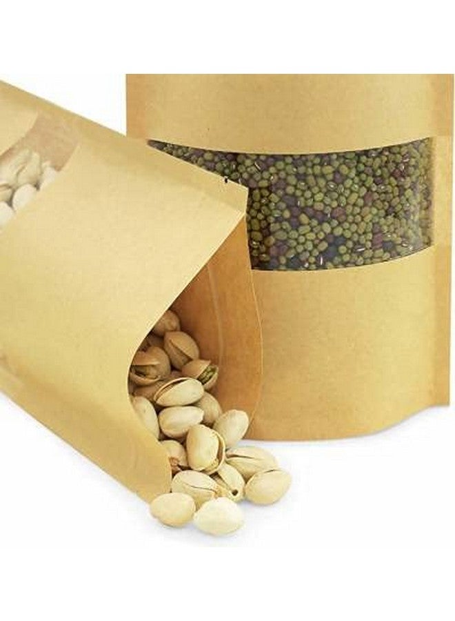 DEERA Stand Up Ziplock Reusable Airtight Kraft Paper Storage Pouch (Brown)(120mmX200mm)(Pack of 50) - Image 3