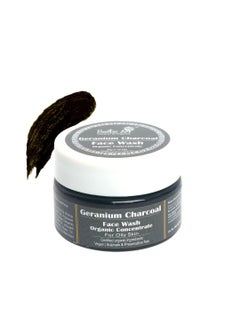 Rustic Art Organic Geranium Charcoal Face Wash Concentrate for Cleansing Removes Dirt  Oily Skin Type  50gm 