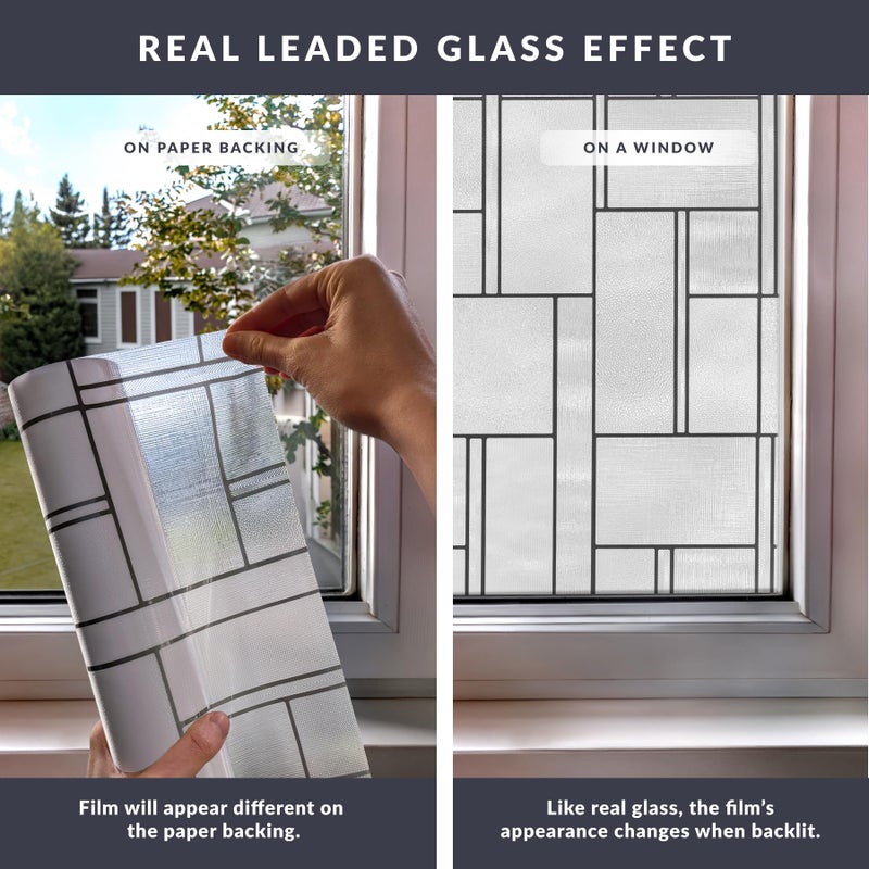 Artscape Empire 24 x 36 Inch Window Film, Made in USA â€“ Provides Privacy, Non-Adhesive, Textured Leaded Glass Pattern, UV Protection, Easy to Apply and Removable - Image 5