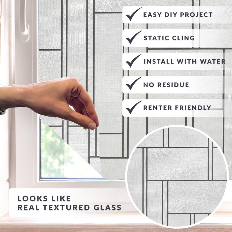 Artscape Empire 24 x 36 Inch Window Film, Made in USA â€“ Provides Privacy, Non-Adhesive, Textured Leaded Glass Pattern, UV Protection, Easy to Apply and Removable - Image 2