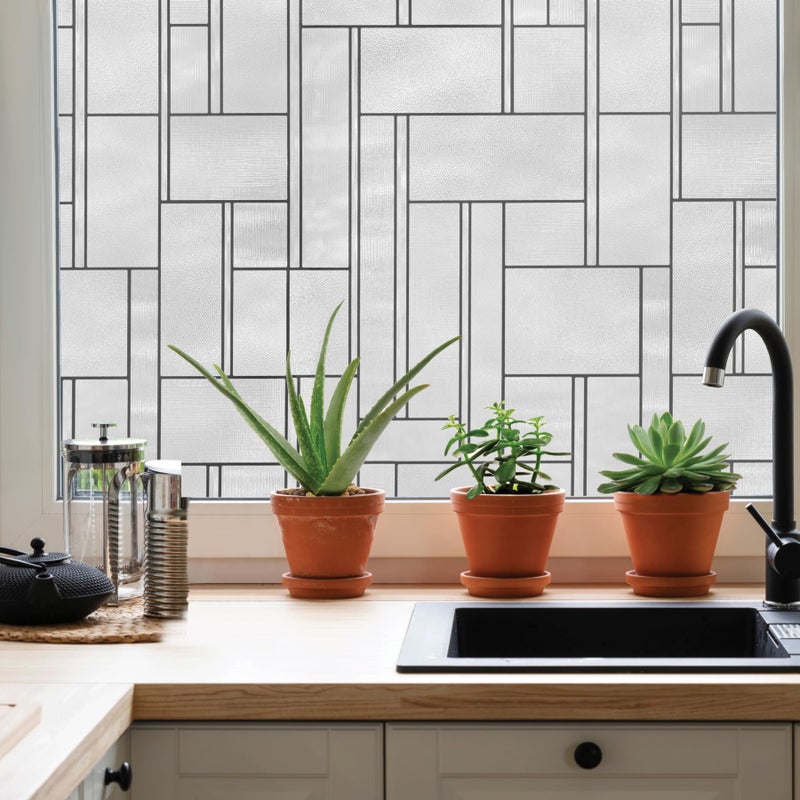 Artscape Empire 24 x 36 Inch Window Film, Made in USA â€“ Provides Privacy, Non-Adhesive, Textured Leaded Glass Pattern, UV Protection, Easy to Apply and Removable - Image 1