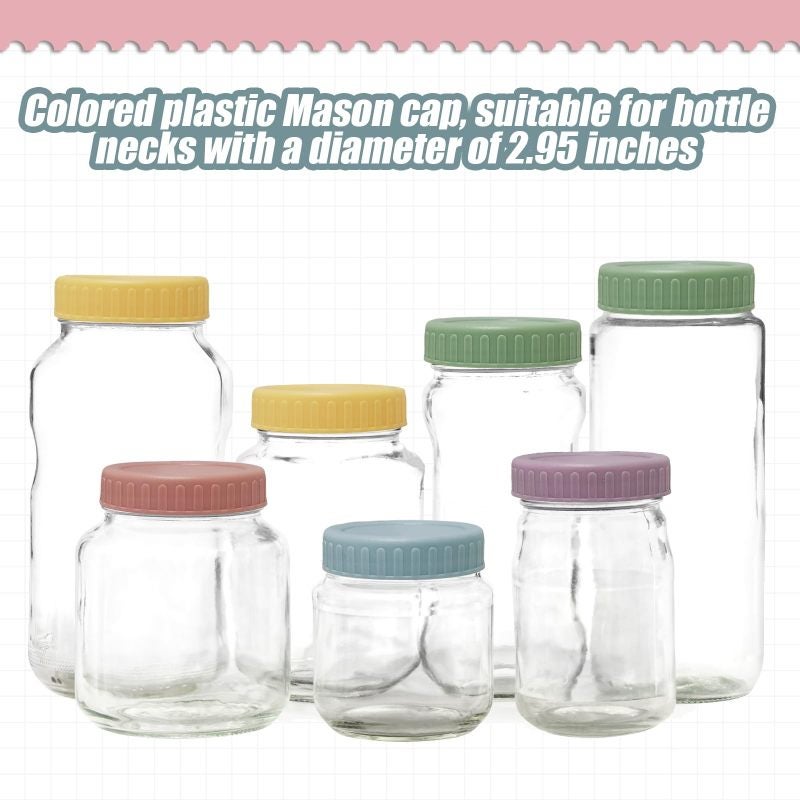 Mason Jar Lids 70mm Regular Mouth - Leak-Resistant Silicone Seal Food-Grade Plastic Replacement Jar Lids: 10 Multicolor Lids With Color-Coded Organization for Home Kitchen Food Storage - Image 2
