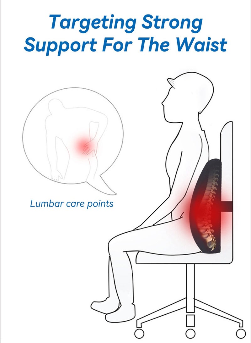 LEOKOR Lumbar Support Pillow for Office Desk Chair Memory Foam Car Seat Cushion & Orthopedic Back Pillow, Ergonomic Sitting Pads, for Sciatica, Lower Back & Tailbone Pain Relief Desk Pad - Image 2
