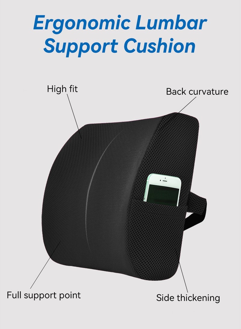 LEOKOR Lumbar Support Pillow for Office Desk Chair Memory Foam Car Seat Cushion & Orthopedic Back Pillow, Ergonomic Sitting Pads, for Sciatica, Lower Back & Tailbone Pain Relief Desk Pad - Image 4