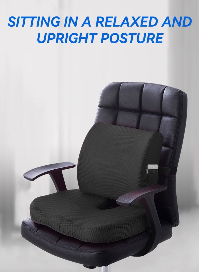 LEOKOR Lumbar Support Pillow for Office Desk Chair Memory Foam Car Seat Cushion & Orthopedic Back Pillow, Ergonomic Sitting Pads, for Sciatica, Lower Back & Tailbone Pain Relief Desk Pad - Image 3