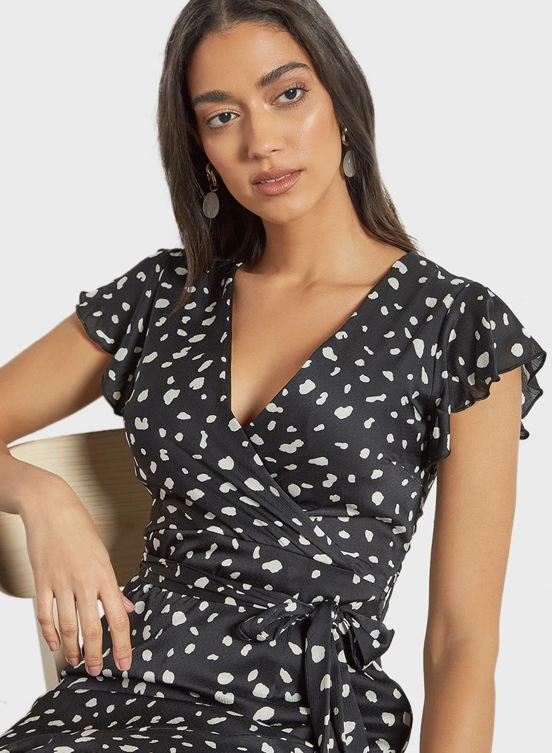 MELA LONDON Spotted Ruffle Dress