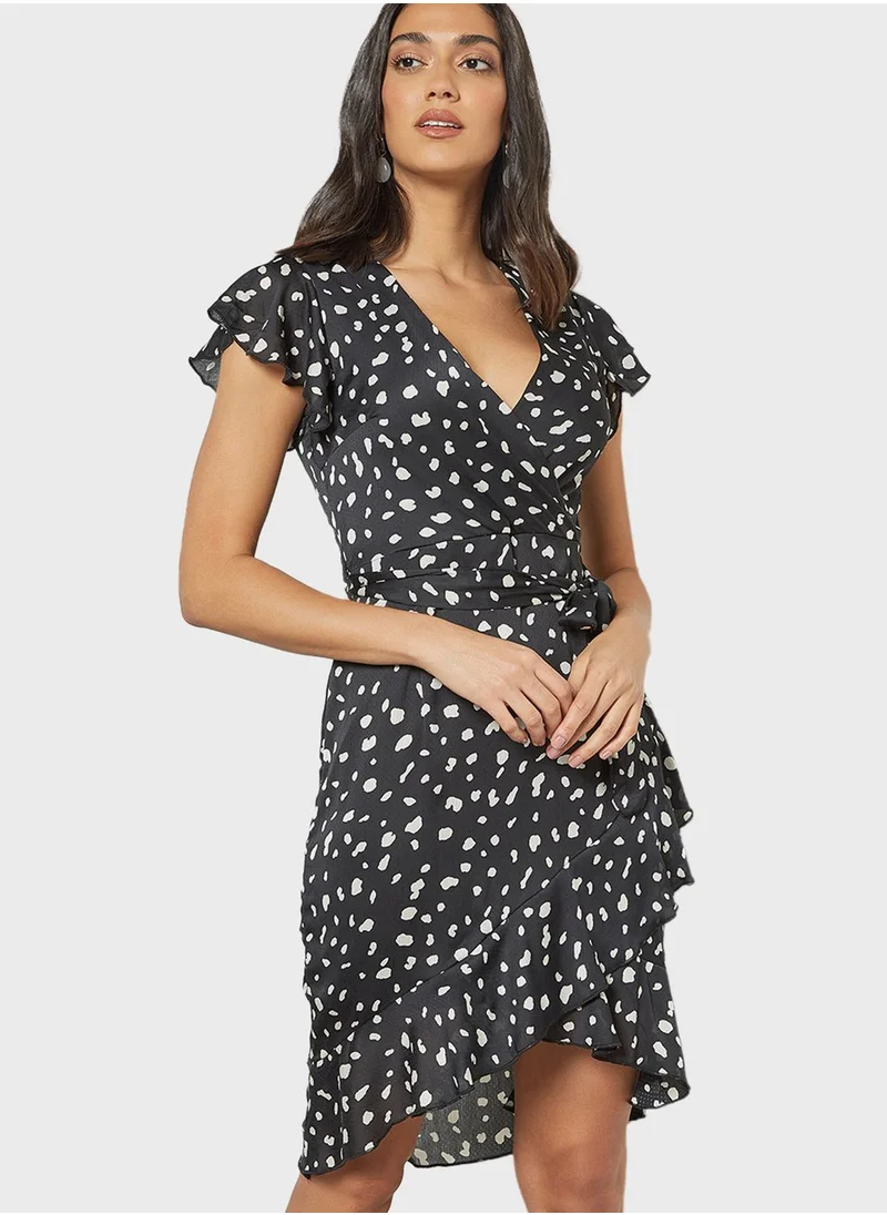 MELA LONDON Dash Print Wrap Dress