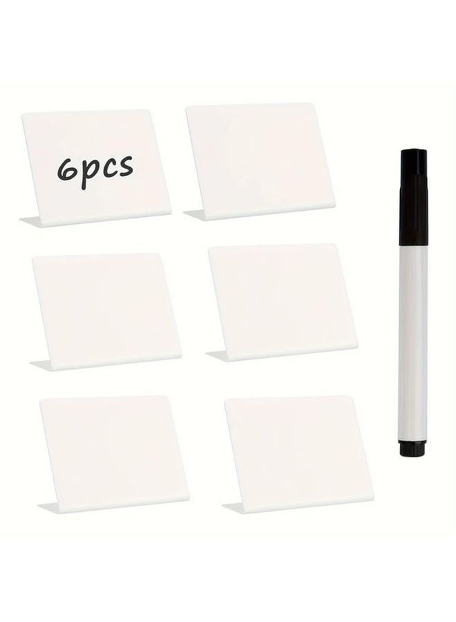 6pcs Mini Whiteboard Signs Dry Erase Plastic Message Boards White Style - Image 1