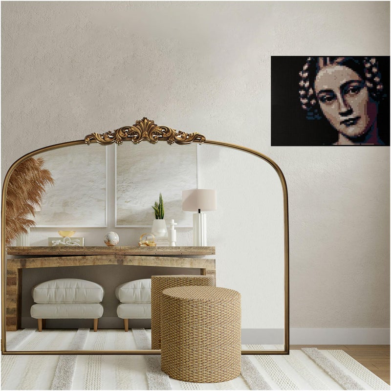 Wemily Vintage Gold Ornate Baroque Mirror - 36"X30" Arched Antique Brass Mirror with Full Metal Frame - Ideal for Entryway, Fireplace, Living Room, Hallway or Wall Decor (Upgrade Tempered Glass) - Image 1
