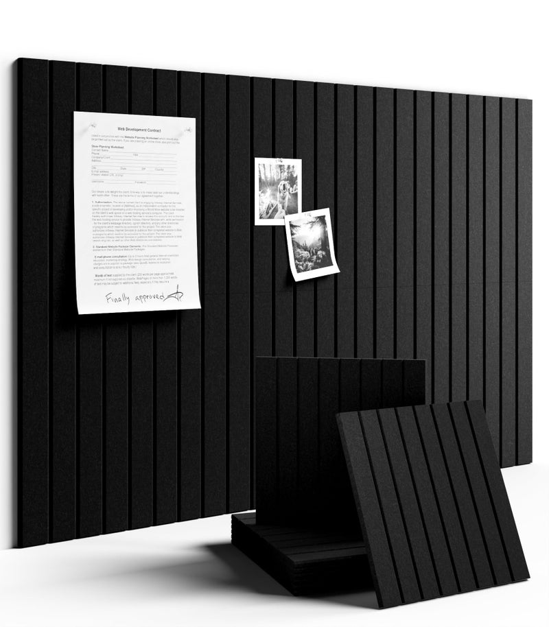 Fluxynara Large Felt Bulletin Board 36" x 24" Cork Board Alternative-6 Pack with 40 Safe Removable Adhesive Tabs, Cork Boards for Walls Cork Board for Home Office Classroom Pin Board (Black) - Image 1