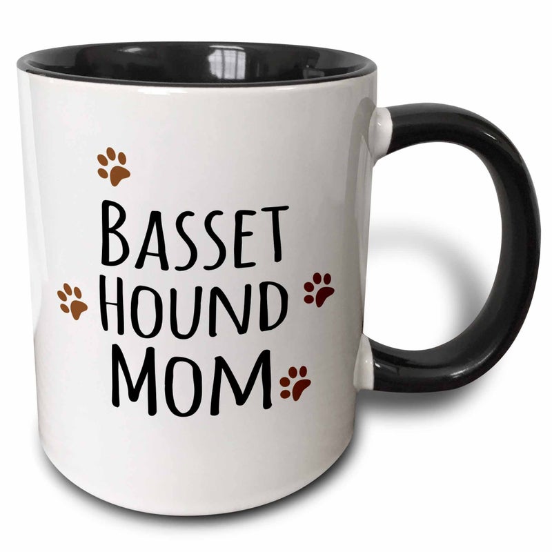 3dRose Basset Hound Dog Mom Mug 1 Count Pack of 1 Black