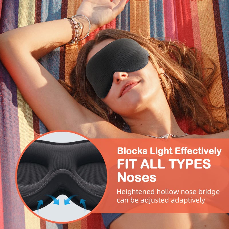 INNELO Sleep Mask for Side Sleeper, Eye Mask Sleeping Women Men, 100% Light Blocking 3D Contoured Cup Sleeping Mask Soft No Eye Pressure Cover Blindfold Night Shade for Travel Nap Yoga, Black - Image 3
