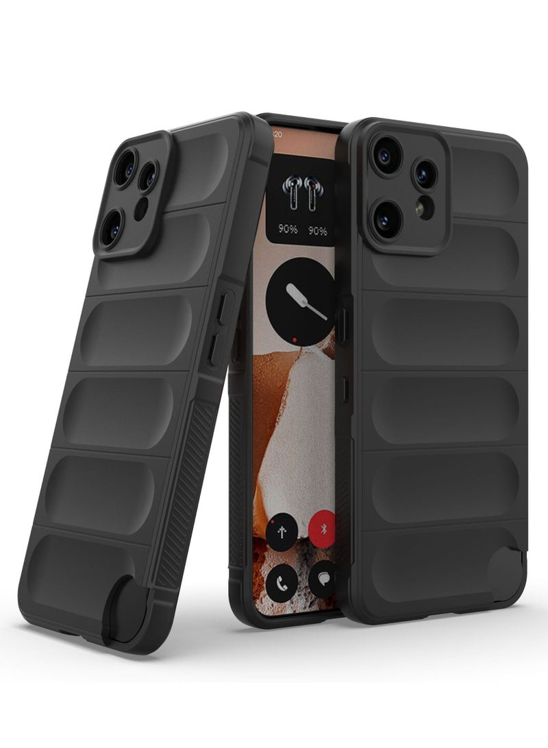 SanHu for Nothing CMF Phone 2 Pro / cmf by NOTHING Phone 2 Pro Case Cover, Heavy Duty 4D Striped Pattern Sensory Soft Silicone Full Portection Shockproof Phone Case for Nothing CMF Phone 2 Pro / cmf by NOTHING Phone 2 Pro, Black - Image 1
