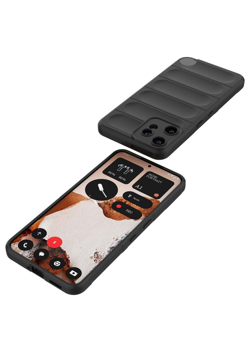 SanHu for Nothing CMF Phone 2 Pro / cmf by NOTHING Phone 2 Pro Case Cover, Heavy Duty 4D Striped Pattern Sensory Soft Silicone Full Portection Shockproof Phone Case for Nothing CMF Phone 2 Pro / cmf by NOTHING Phone 2 Pro, Black - Image 2