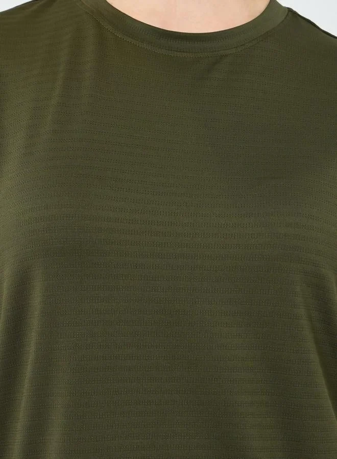 Styli Active  Textured Basic Short Sleeve Top for Women | Best Price UAE