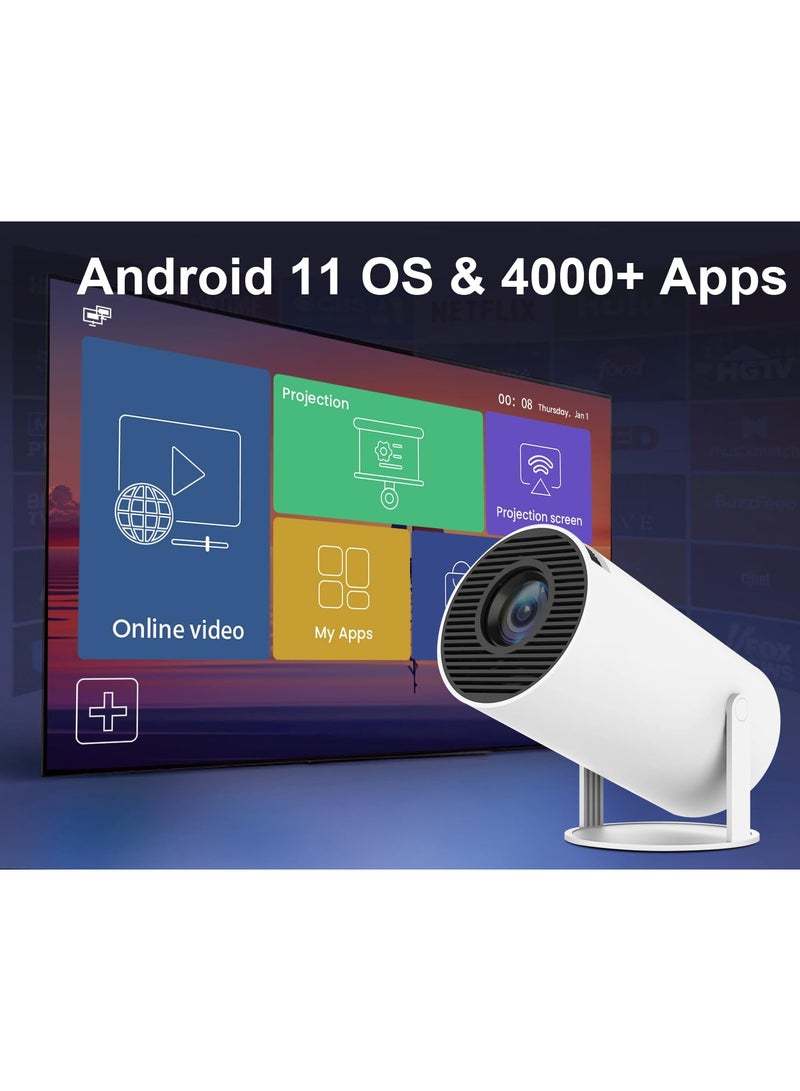 SYOSI Mini Projector 4K 1080P Support, Full HD 180° Rotation Portable Projector WiFi6 BT 5.0 Android 11, Smart Auto Keystone Horizontal Correction, Rotatable Outdoor Movie Projector Compatible with Phone - Image 3