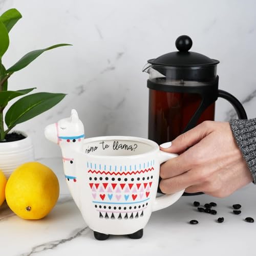 VOTUM Animal-Shaped Llama Coffee Mug, 18.6 fl. oz. - Handmade, Adorable Tea Cup with Printed Como Te Llama Writing - Premium Ceramic Gifts for Women & Men - Image 4