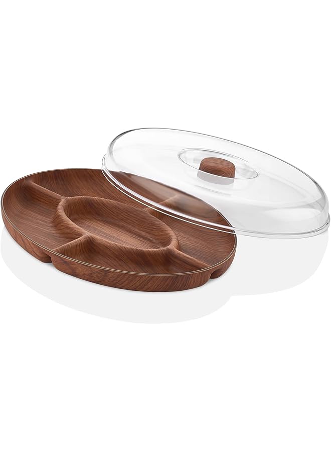 إيفيلين صينية تقديم المكسرات والإفطار، صينية الوجبات الخفيفة المقسمة، وعاء الجوز، طبق تقديم المكسرات، أطباق الجوز للحفلات، منظم الوجبات الخفيفة، صواني تقديم خشبية. براون 10327 م