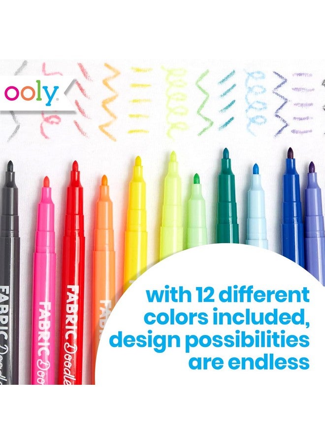 Ooly Permanent Fabric Markers [Set Of 12], Fabric Doodlers Are For Drawing On Denim Jackets, Light T-Shirts, Book Bags, Backpacks And More, Great Kids Activty For Birthdays And Holidays - Image 3