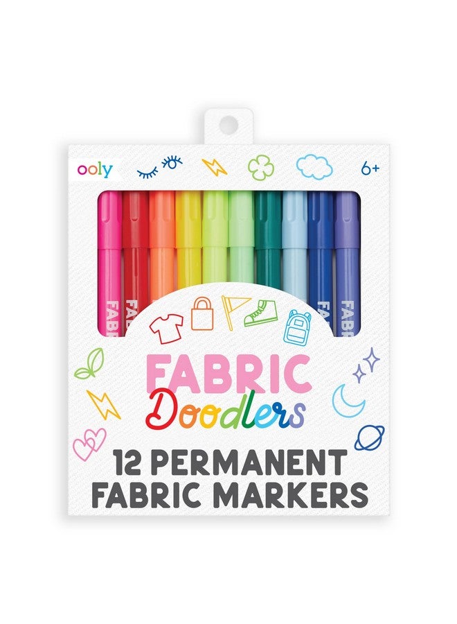 Ooly Permanent Fabric Markers [Set Of 12], Fabric Doodlers Are For Drawing On Denim Jackets, Light T-Shirts, Book Bags, Backpacks And More, Great Kids Activty For Birthdays And Holidays - Image 1