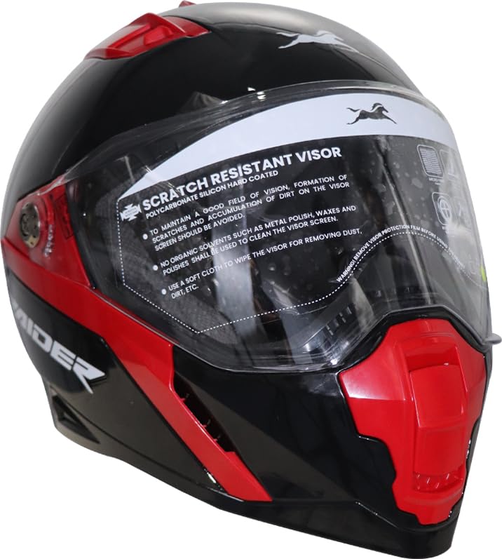 TVS Raider Lightweight Full Face Helmet for Man and Woman with Clear and Scratch Resistant Visor, ISI DOT Certified |Quick-Release Buckle|Bike Helmet (Colour: Red, Size: L) - Image 2