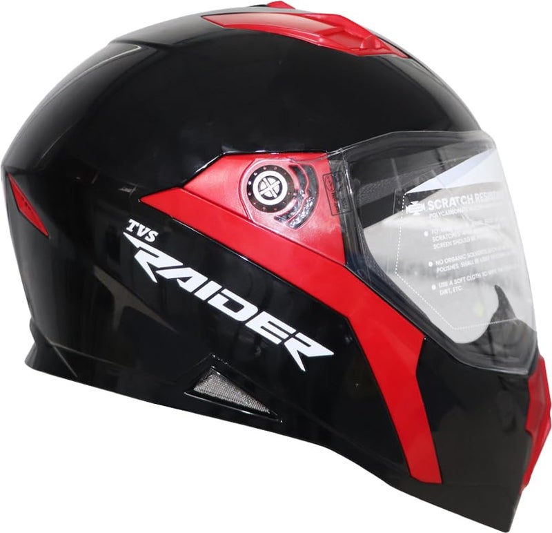 TVS Raider Lightweight Full Face Helmet for Man and Woman with Clear and Scratch Resistant Visor, ISI DOT Certified |Quick-Release Buckle|Bike Helmet (Colour: Red, Size: L) - Image 3