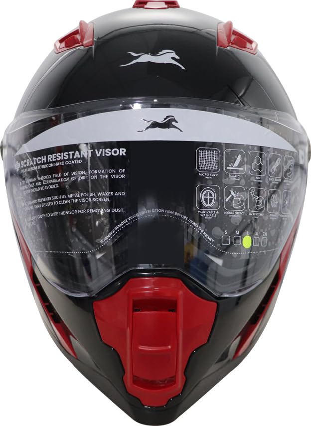 TVS Raider Lightweight Full Face Helmet for Man and Woman with Clear and Scratch Resistant Visor, ISI DOT Certified |Quick-Release Buckle|Bike Helmet (Colour: Red, Size: L) - Image 4