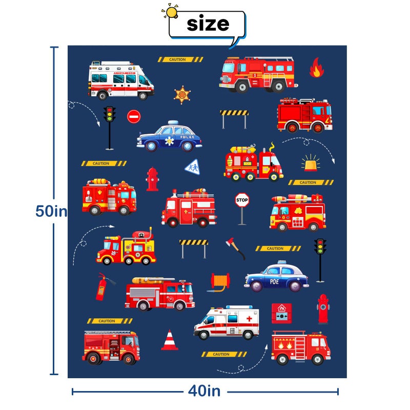Boopbeep Fire Truck بطانية للأولاد فتيات الأطفال بطانية صغيرة للرعاية النهارية غفوة ناعمة بطانية أفخم لبطانية عيد ميلاد المراهقين 40x50 - Image 2