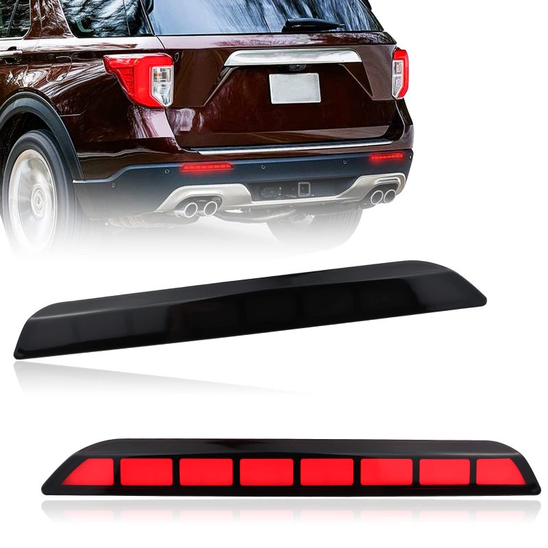GEEGEETOP Smoked Lens LED Rear Reflector Bumper Fog Light Assembly Compatible With 20202023 Ford Explorer Functions as TailBrake Light 2In1 SMOKED STYLE