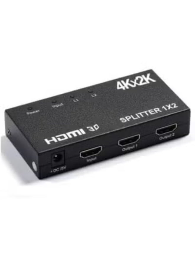HDMI Splitter 1-In 2-Out – 4K Full HD 1080p & 3D Support – Dual Display Adapter for TVs and Monitors – With Power Supply - Image 1