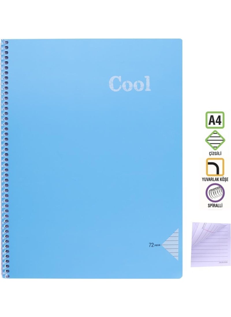 Keskin Color A4 Notebook 72 Sheets Striped Spiral Pp. Cover Cool Turquoise  - Image 2
