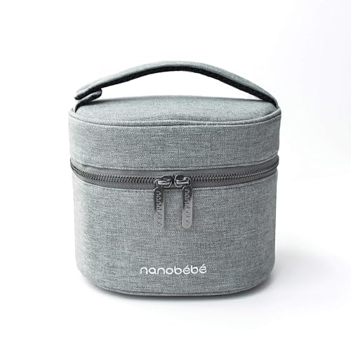 NANOBÉBÉ Nanobebe Breastmilk Baby Bottle Cooler & Travel Bag with Ice Pack Included. Compact Triple Insulated, Easily attaches to Stroller or Diaper Bag- Grey - Image 1