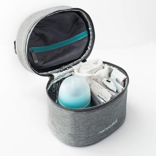 NANOBÉBÉ Nanobebe Breastmilk Baby Bottle Cooler & Travel Bag with Ice Pack Included. Compact Triple Insulated, Easily attaches to Stroller or Diaper Bag- Grey - Image 4