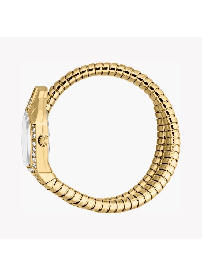 جاست كافالي ساعة جاست كافالي أورناتو سنيك النسائية – علبة وسوار ذهبي مع قرص فضي - Image 3