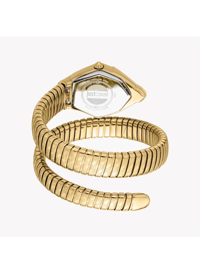 جاست كافالي ساعة جاست كافالي أورناتو سنيك النسائية – علبة وسوار ذهبي مع قرص فضي - Image 2