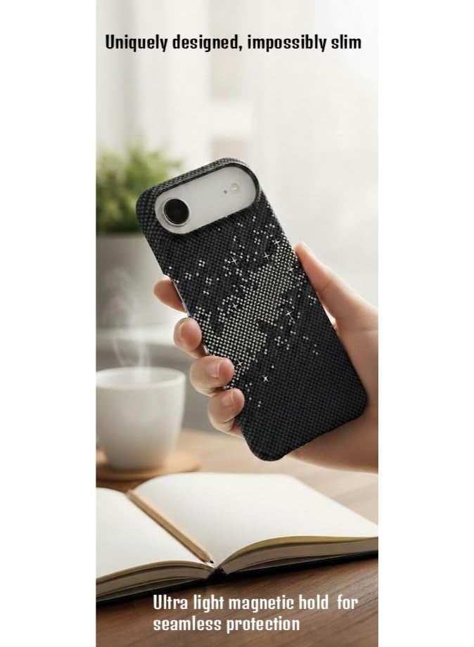 Phoni Ultra Slim Magnetic Case for iPhone Air, Compatible with MagSafe, Thin Lightweight Matte Phone Case, Carbon Fiber Style Texture, Raised Camera Protection (Midnight Constellation– Black Carbon) - Image 2