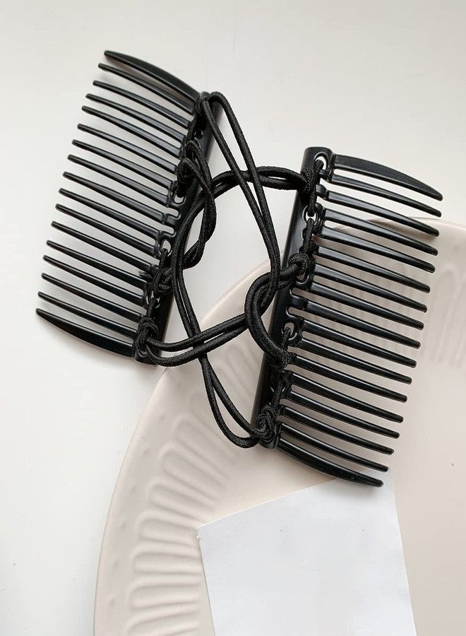 ccHuDE 2 Pcs Plastic Elastic Double Hair Comb - Adjustable Elastic Bun Comb & Clip for Curly, Thick, Wavy Hair - Image 5
