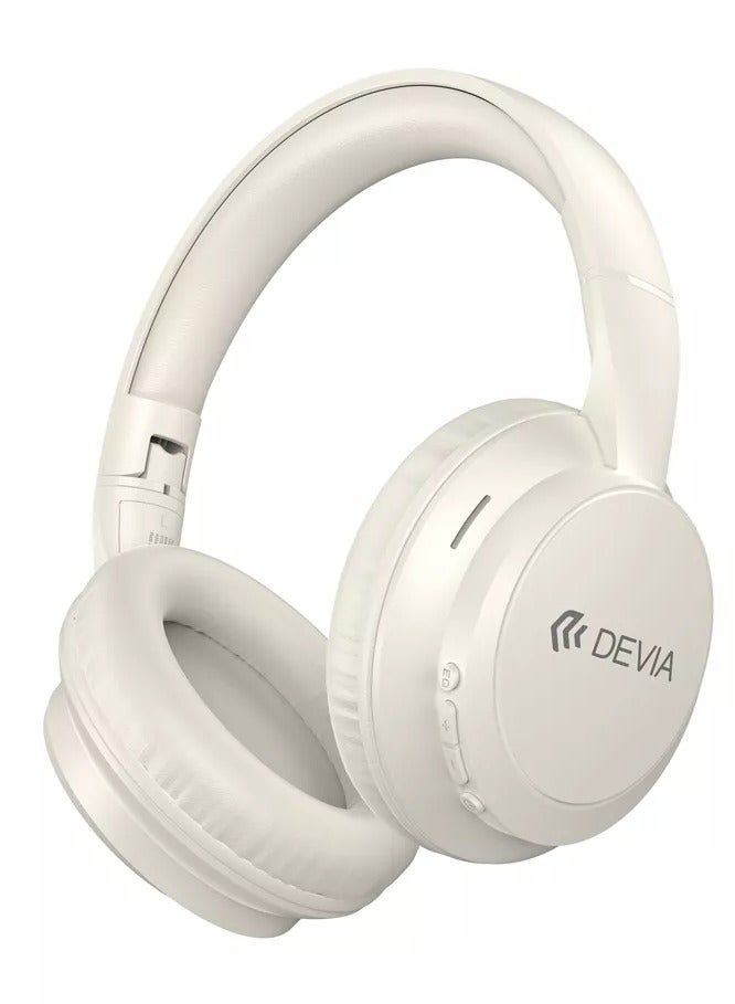 devia Wireless Bluetooth 5.4 Headphones with 40mm HD Stereo Sound – 10-Hour Battery Life, Dual Connection, 3 Sound Modes, Lightweight Foldable Design, 15-Meter Transmission Range, Beige Color - Image 1
