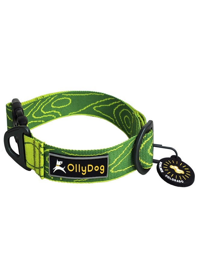 OllyDog طوق OllyDog Flagstaff، طوق كلاب منسوج مع مشبك جانبي، طوق تدريب خفيف الوزن للكلاب الكبيرة والمتوسطة والصغيرة (متوسط، لون أخضر فاتح) - Image 1