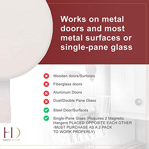 Haute Decor Attract Magnetic Wreath Hanger (White) - for 2 Metal Doors/Surfaces or 1 Single-Pane Glass Door or Window - Holds up to 10lbs. - Image 2