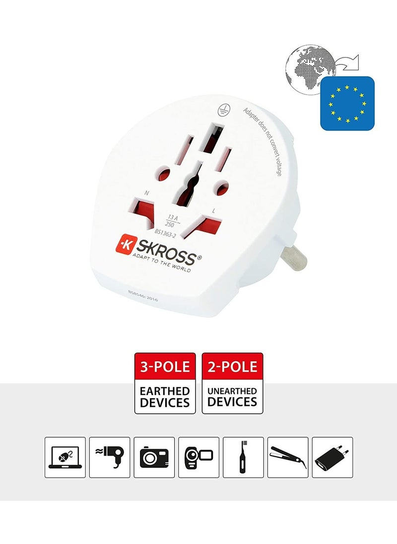 SKROSS - SKROSS Travel Adapter, Travel Essentials International Plug Adapter For World To Europe - Image 1