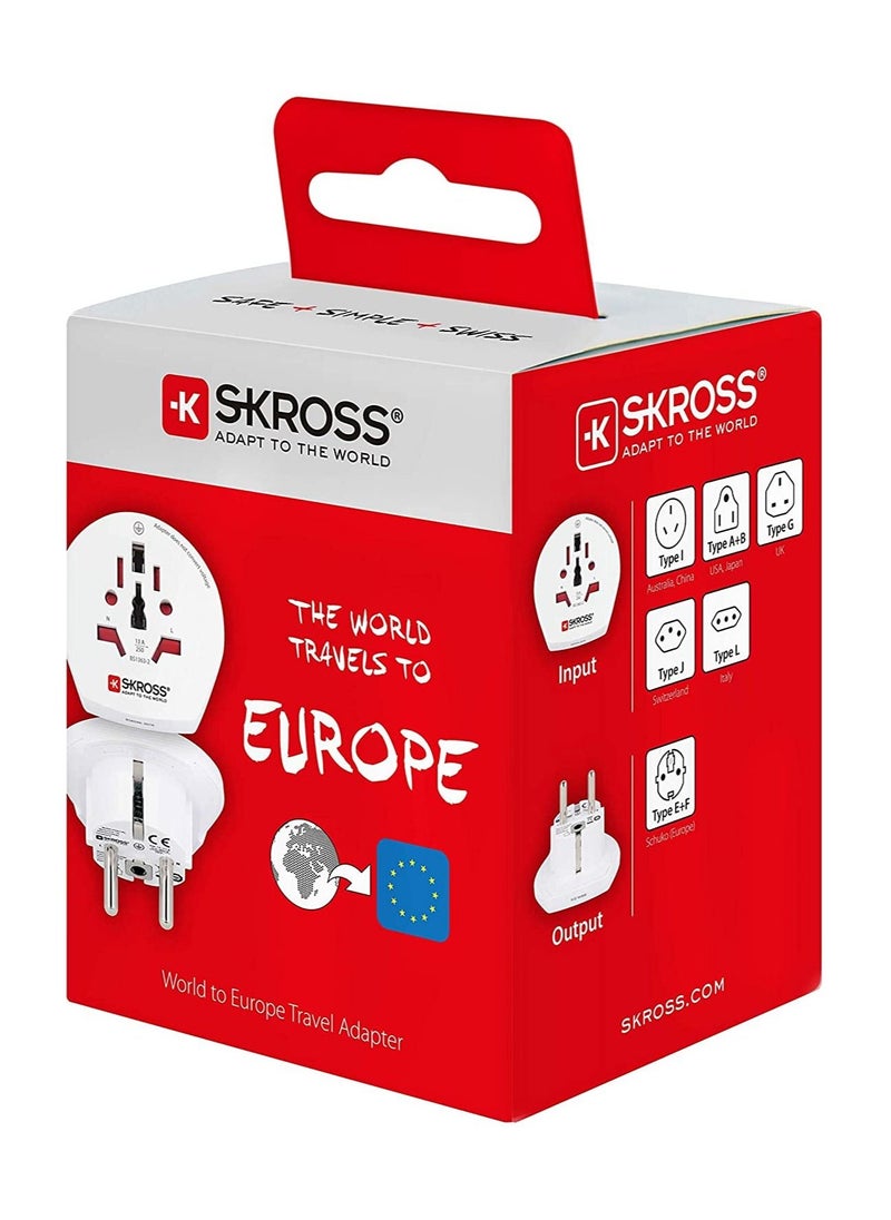 SKROSS - SKROSS Travel Adapter, Travel Essentials International Plug Adapter For World To Europe - Image 1