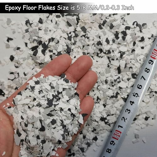 Alkrogiha Epoxy Flakes for Flooring 1LB Decorative Color Chips for Concrete Epoxy Resin and Countertops Durable Black White Light Gray - Image 3