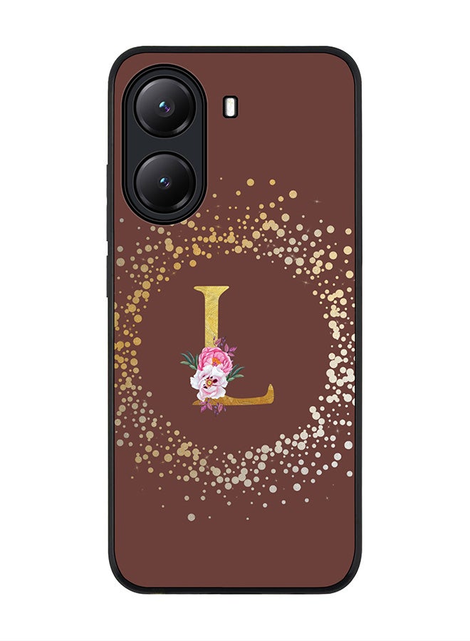 Stylizedd For Xiaomi Poco X7 Pro 5G Case,Slim fit Camera Protection, Shockproof Thin Phone cover  - Custom Monogram Floral - L  (Brown ) - Image 1